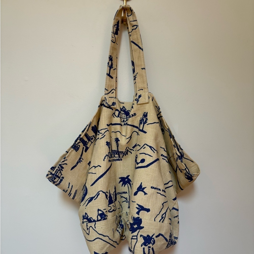 NWOT Urban Outfitters East-West Printed Jute Tote - Picture 4 of 13